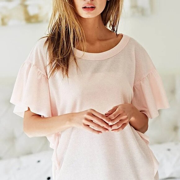 NWT BiBi Thermal Knit with Ruffled Sleeve Top - Picture 5 of 16